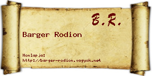 Barger Rodion névjegykártya